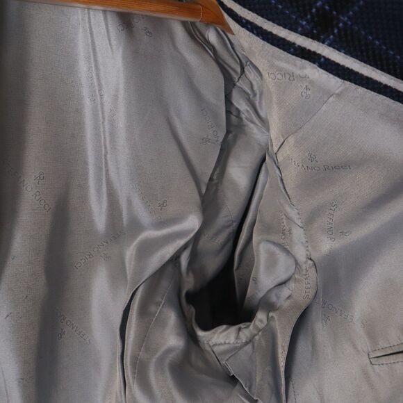 Stefano Ricci Men's 46 (EU58) 100% Cashmere Blue Plaid Sport Coat Blazer Jacket - Picture 8 of 14